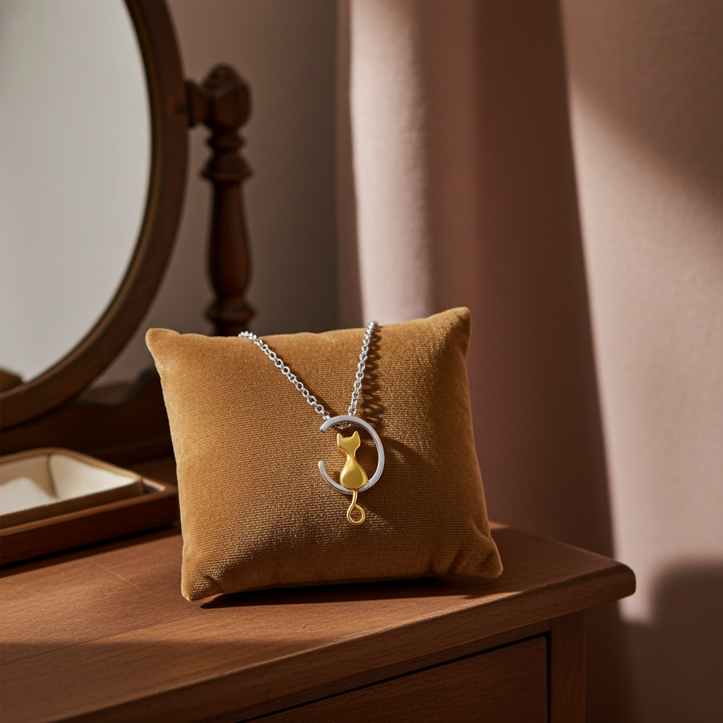 Cat Crescent Moon Memory Keepsake