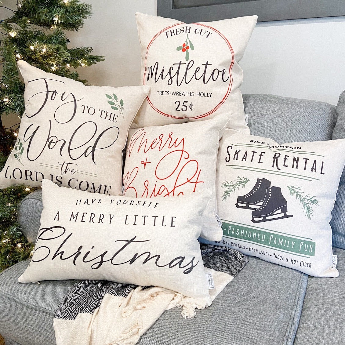 Merry Little Christmas #5 Pillow Cover 12x20 inch