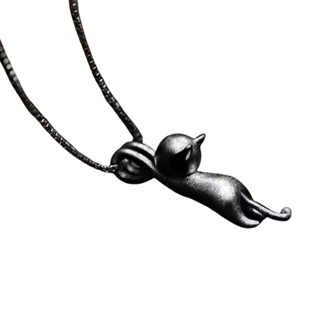 Hold On Tight | Rustic Black Cat Necklace
