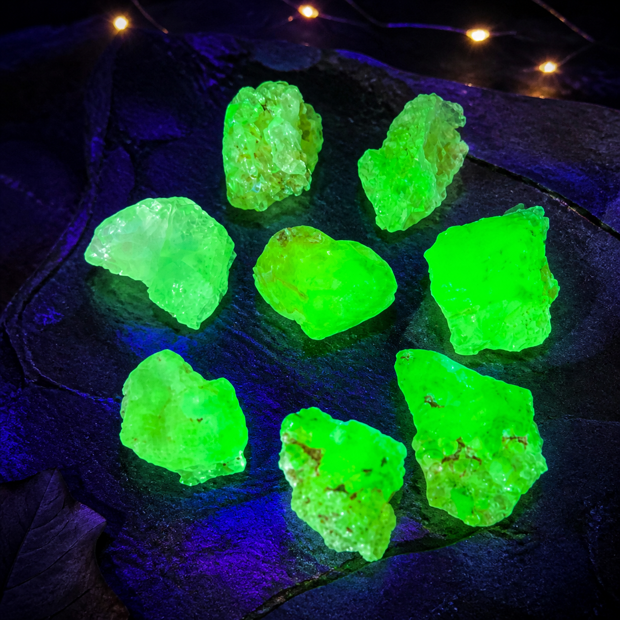Hyalite Opal, Kryptonite,  Fluorescent Minerals