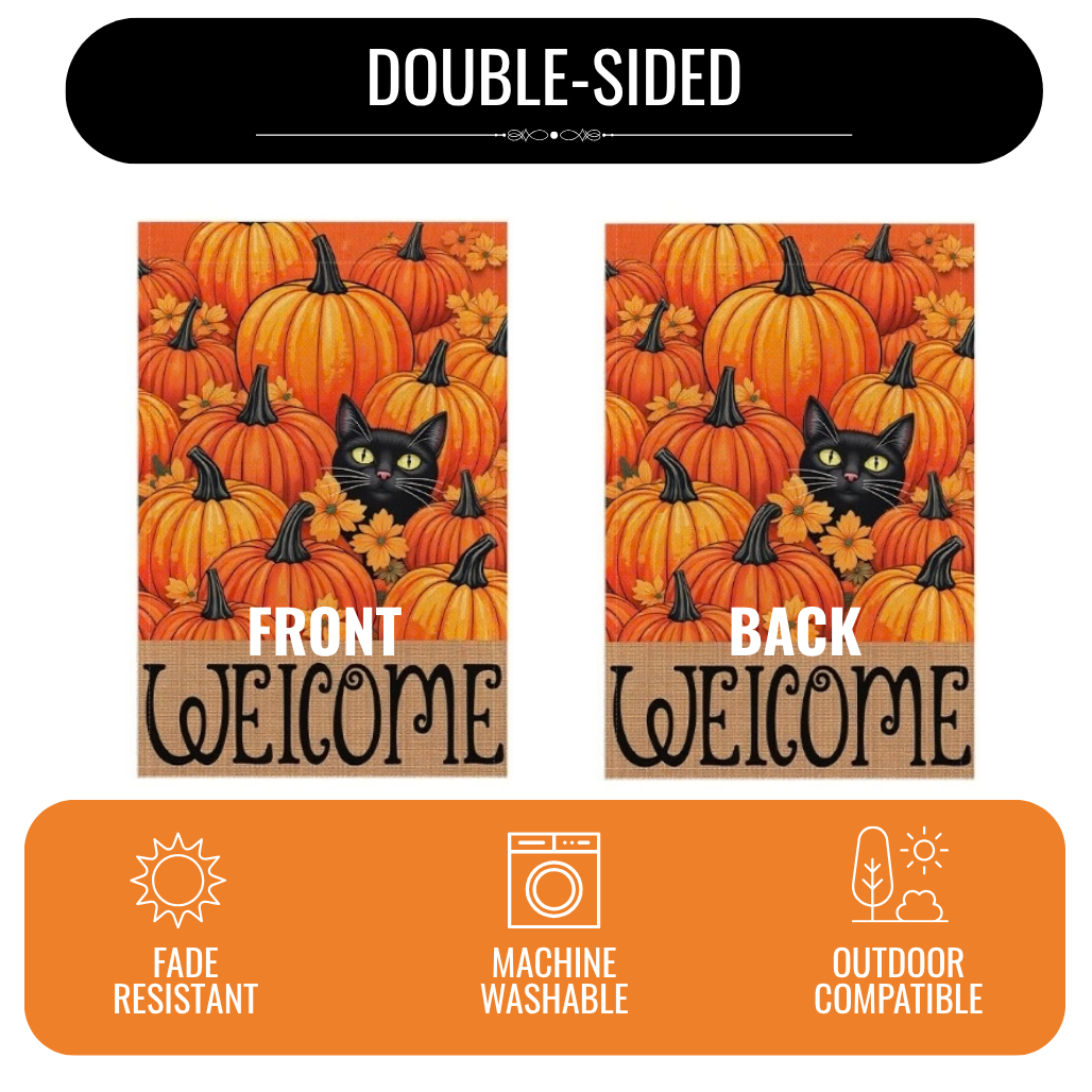 Pumpkin Cat Fall Garden Flag
