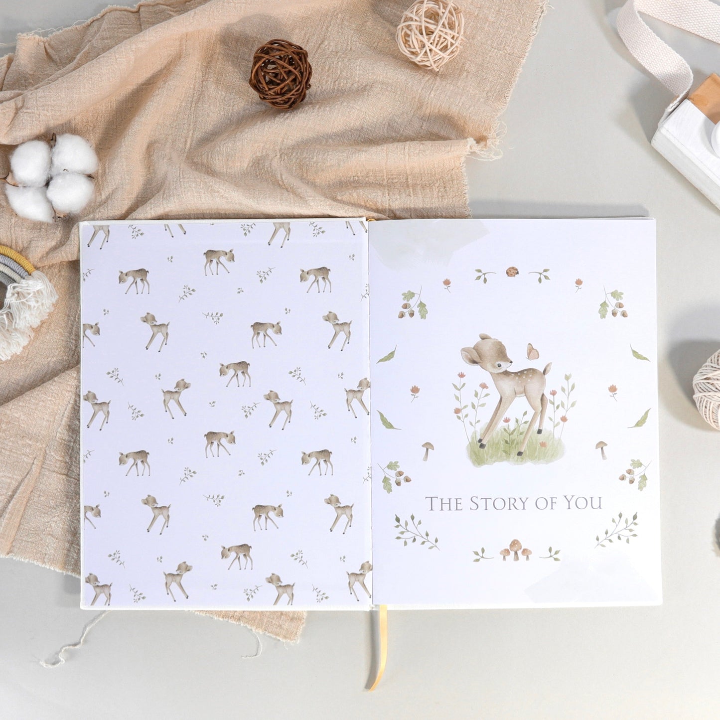 The Story of You: Fearfully and Wonderfully Made (Forest Friends) - Linen Baby Keepsake Book with Storage Box