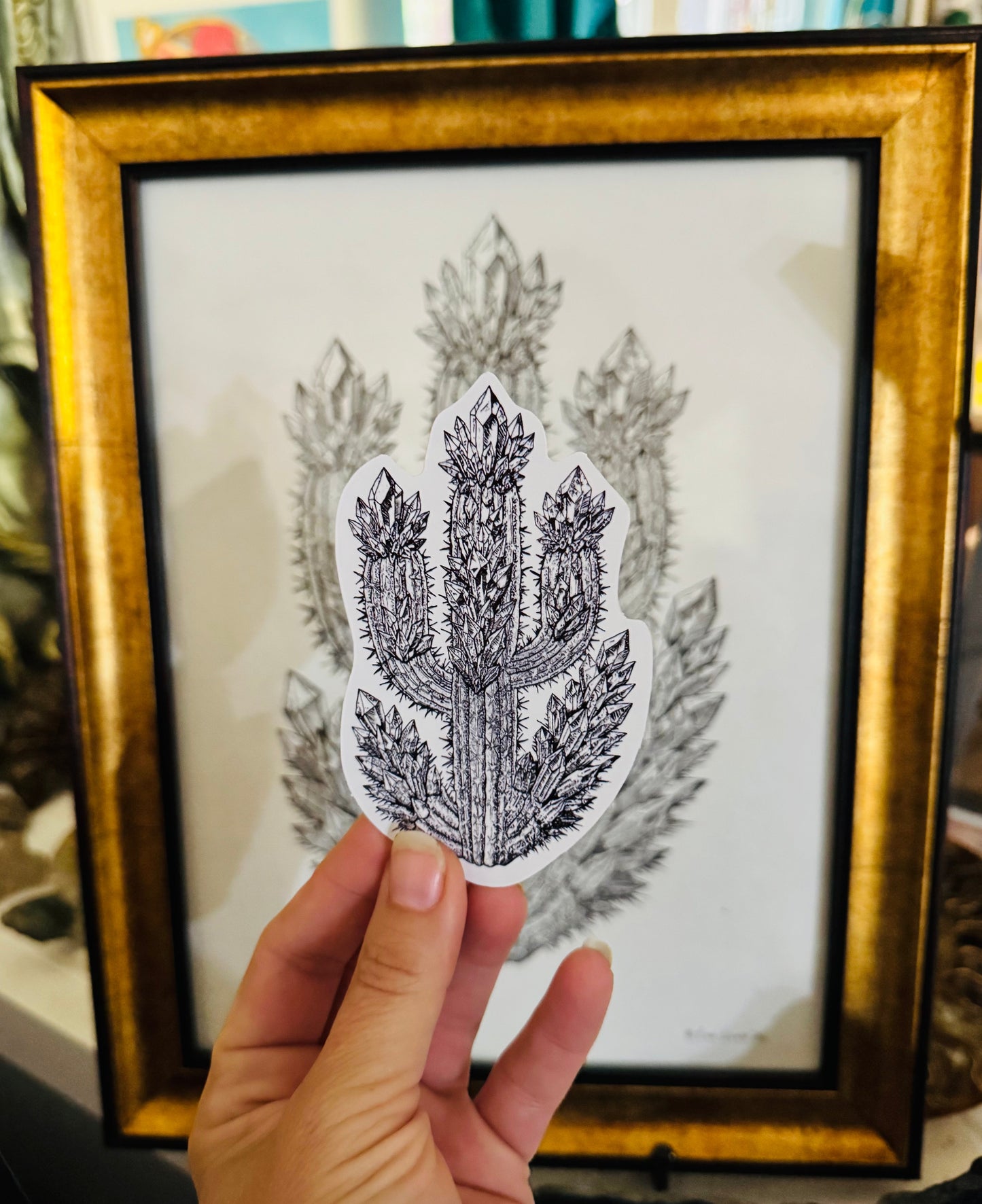 Crystal Cactus Sticker – 4" Mystical Desert Crystal Vinyl Decal