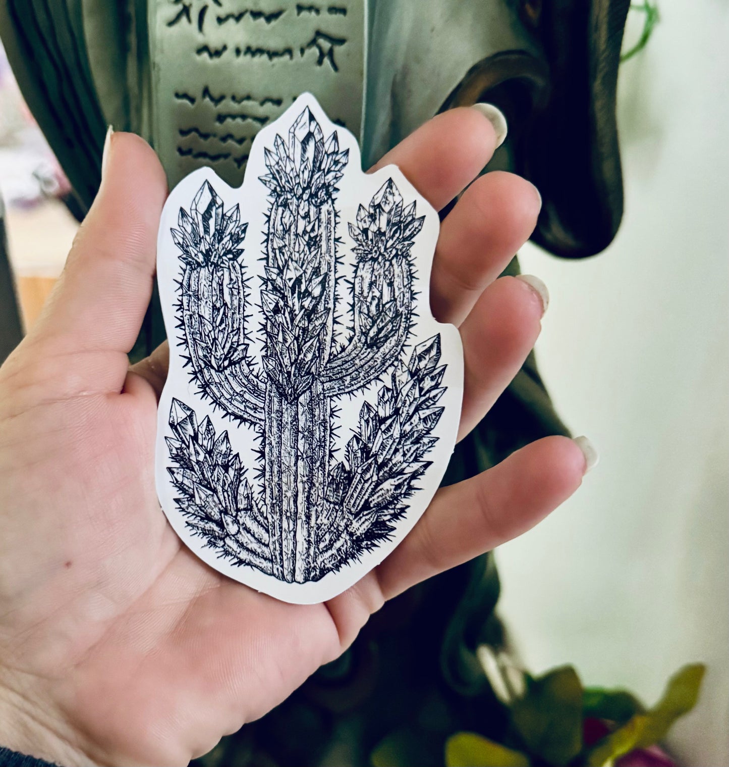 Crystal Cactus Sticker – 4" Mystical Desert Crystal Vinyl Decal