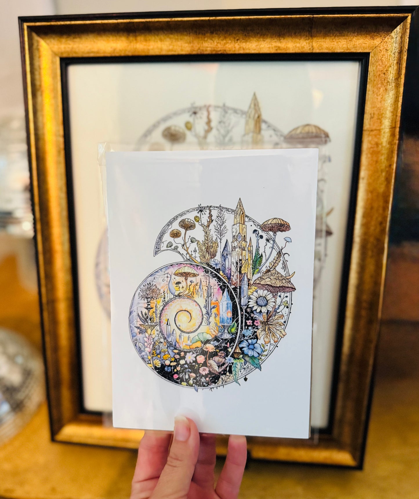 Ammonite Fine Art Print – 5x7 Ancient Fossil Crystal Spiral