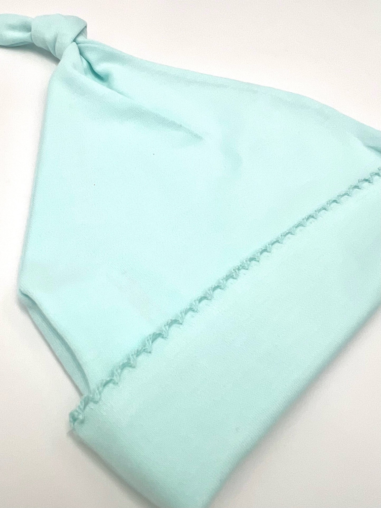 100% PIMA Cotton Newborn Pleated Gown & Hat Set: Aqua (0-6 months)