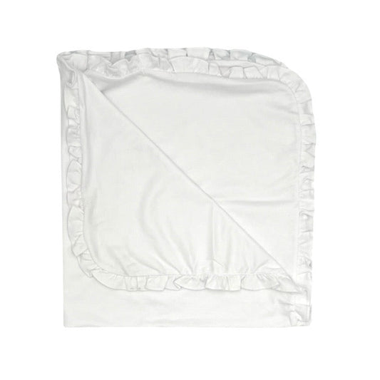 100% PIMA Cotton Ruffle Blanket: White
