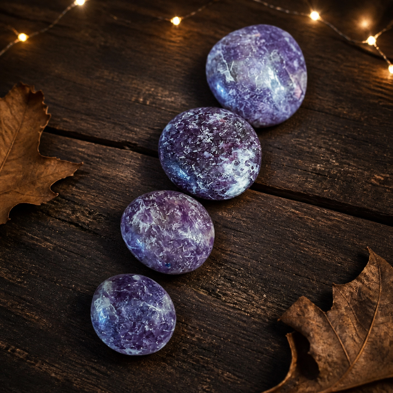 Lepidolite palm stone for TRANQUILITY