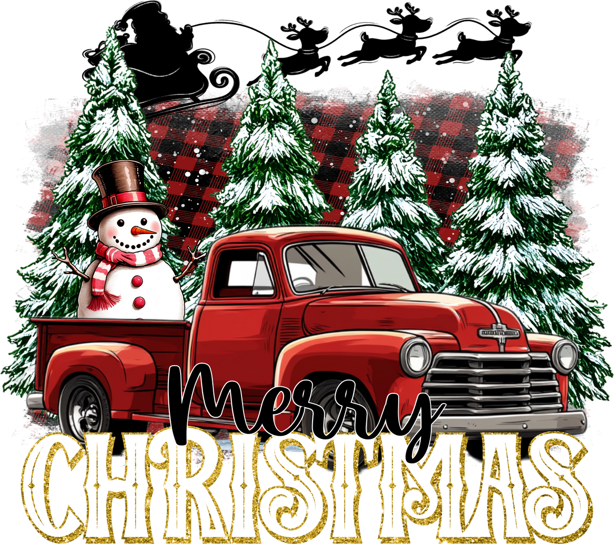 Merry Christmas with red truck Pillow Cover — Fits 18x18 Insert