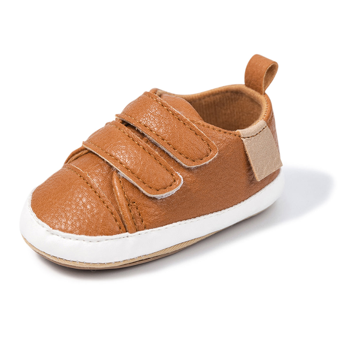 Baby Boy, Infant Casual Shoes, Anti-Slip Rubber Sole, Pu Leather, Sneakers (Brown)