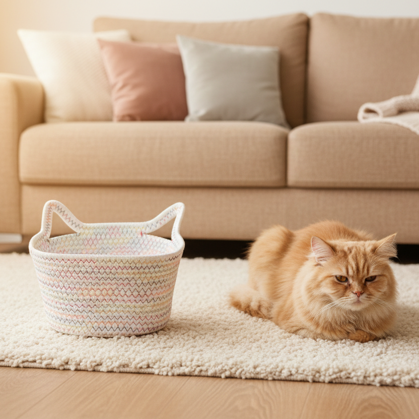 Multicolor Cat Ears Basket | Small Round