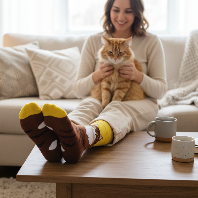 Persian Cat | Cotton Crew Socks