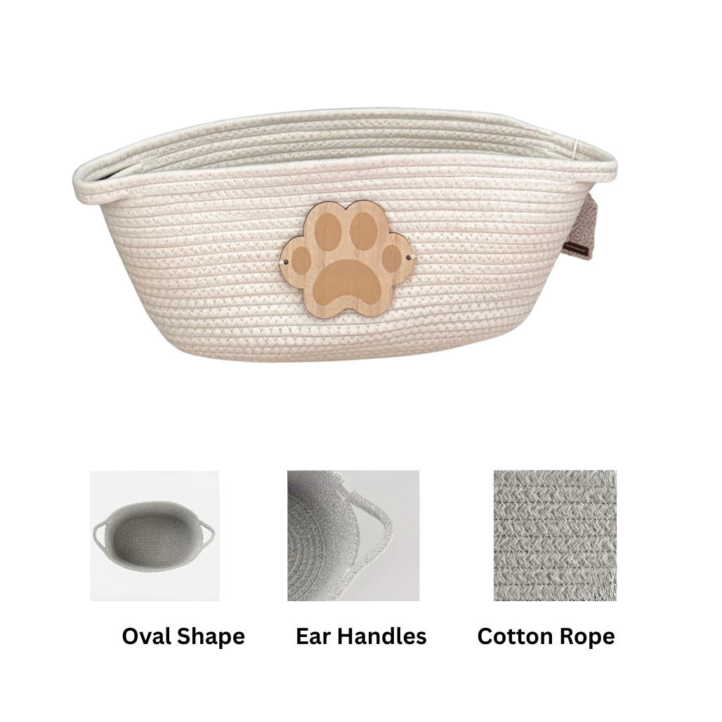 Cat Paw Embellished | Oval Rope Basket