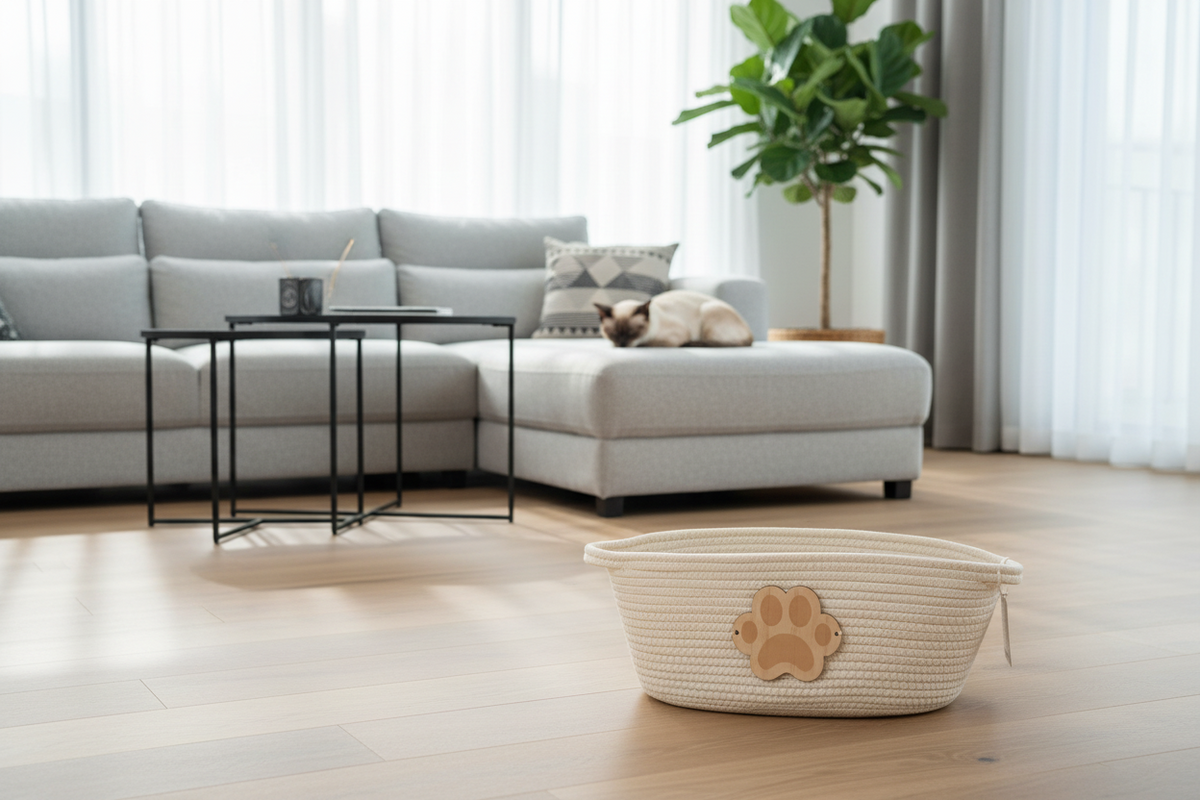 Cat Paw Embellished | Oval Rope Basket