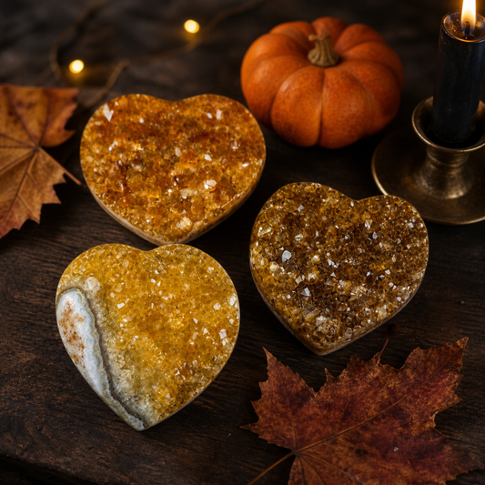 Raw Citrine Hearts, Ethically Sourced for Valentines Day Gift