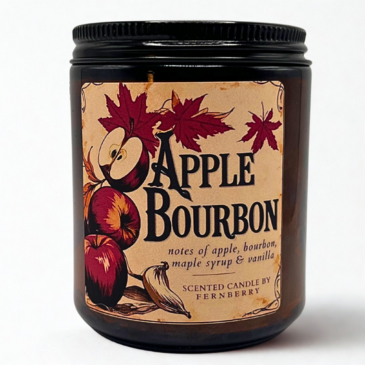 Apple Bourbon- Wood Wick Candle 8oz (Fall Candle)