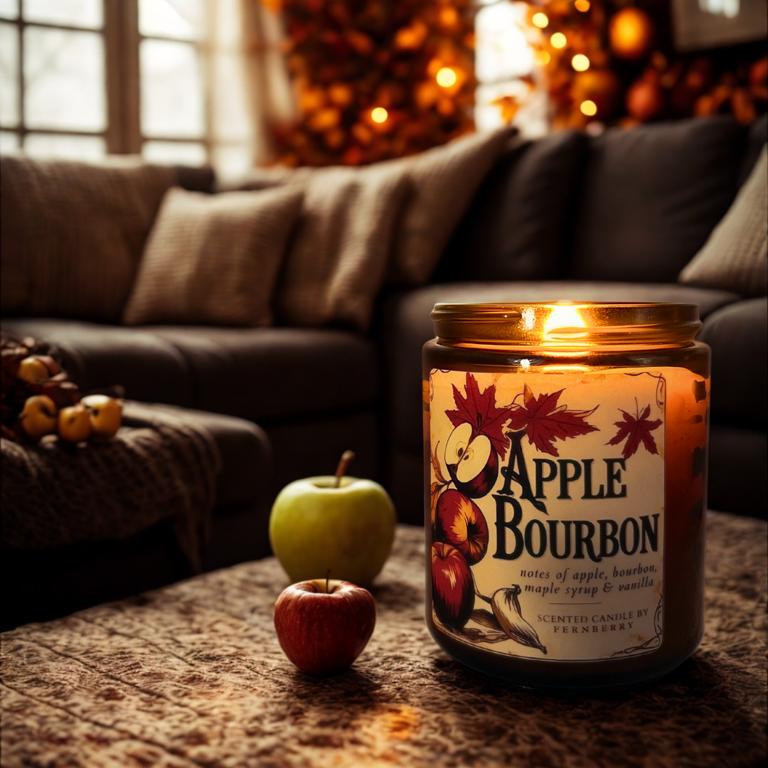 Apple Bourbon- Wood Wick Candle 8oz (Fall Candle)
