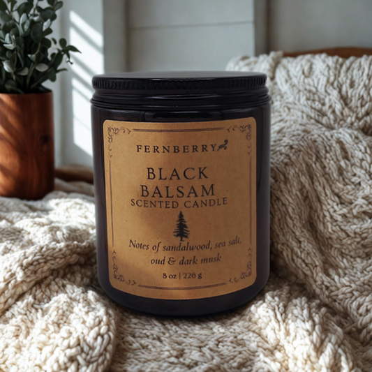 Black Balsam- 8oz Wood Wick Candle