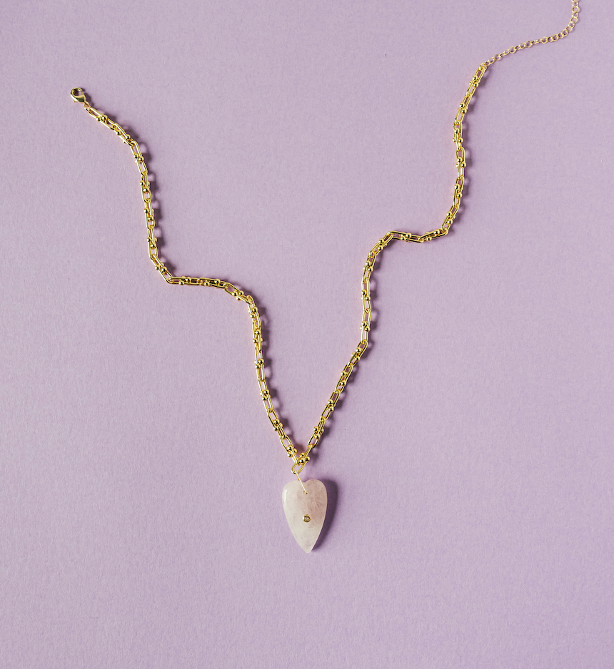 Heart of Stone Necklace in Pink