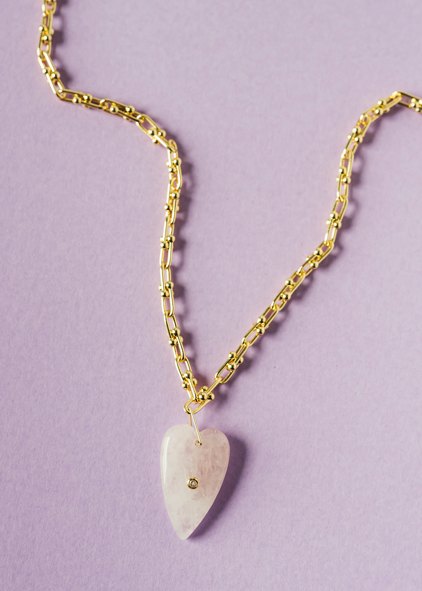 Heart of Stone Necklace in Pink