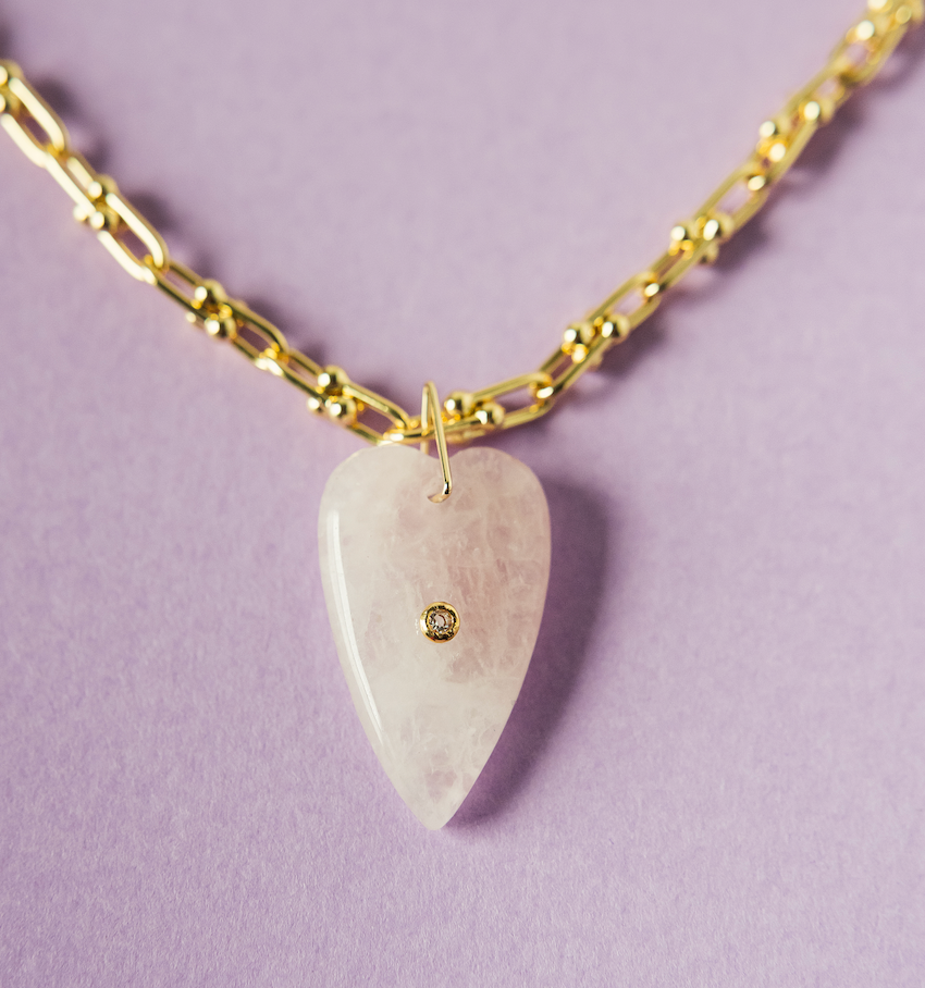 Heart of Stone Necklace in Coral