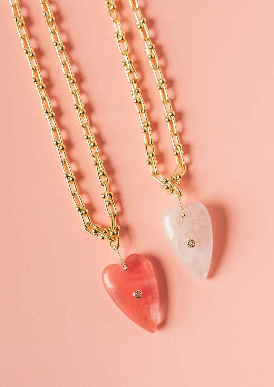 Heart of Stone Necklace in Pink