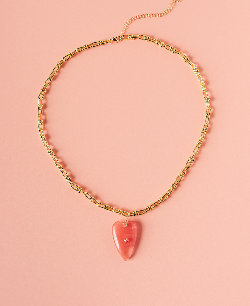Heart of Stone Necklace in Pink