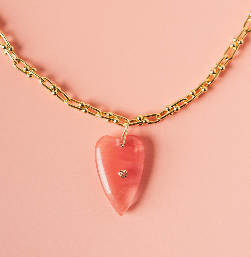 Heart of Stone Necklace in Pink