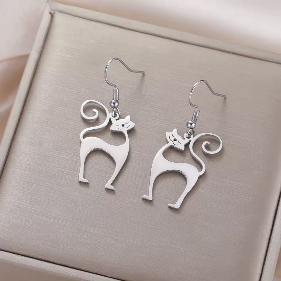Atomic Cat Stainless Earrings