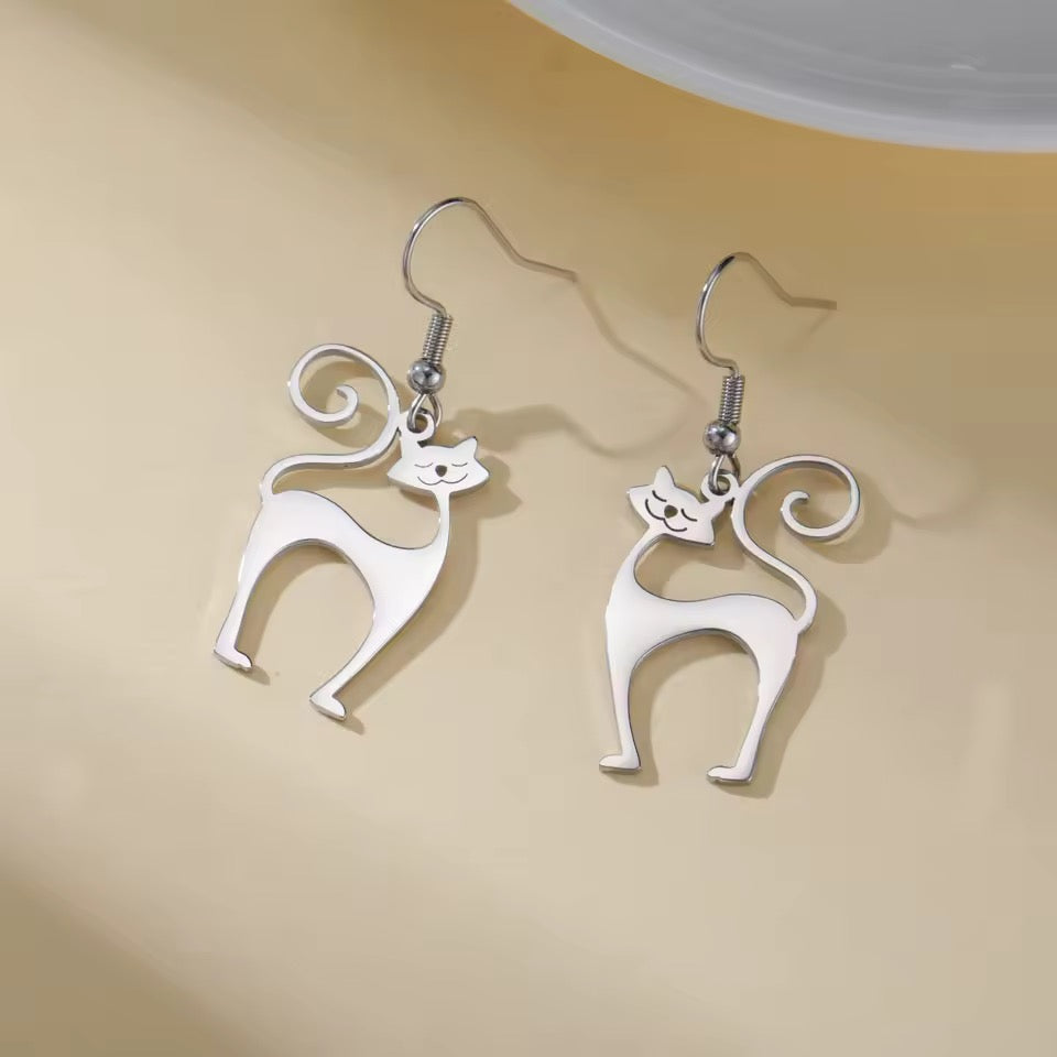 Atomic Cat Stainless Earrings