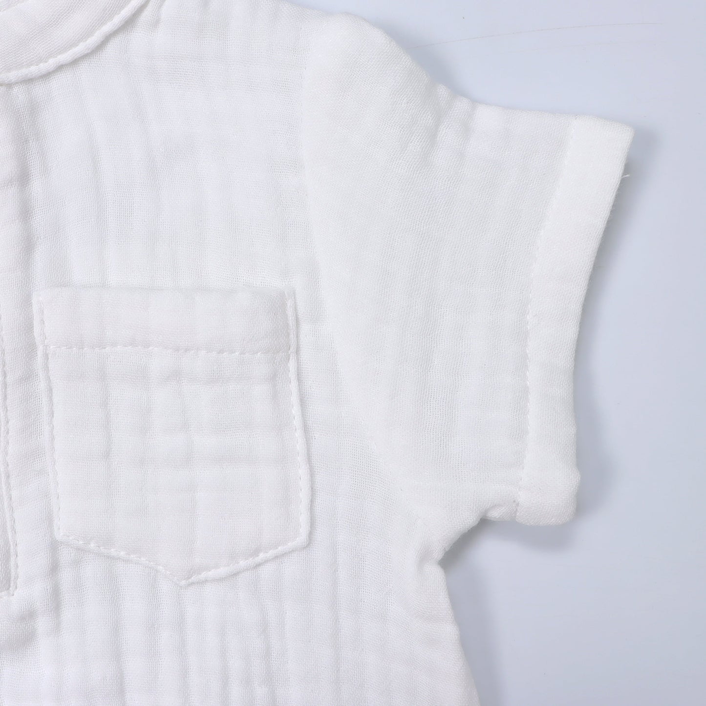 HeyPeacock Baby Romper, 100% Muslin Cotton, Boy (White)