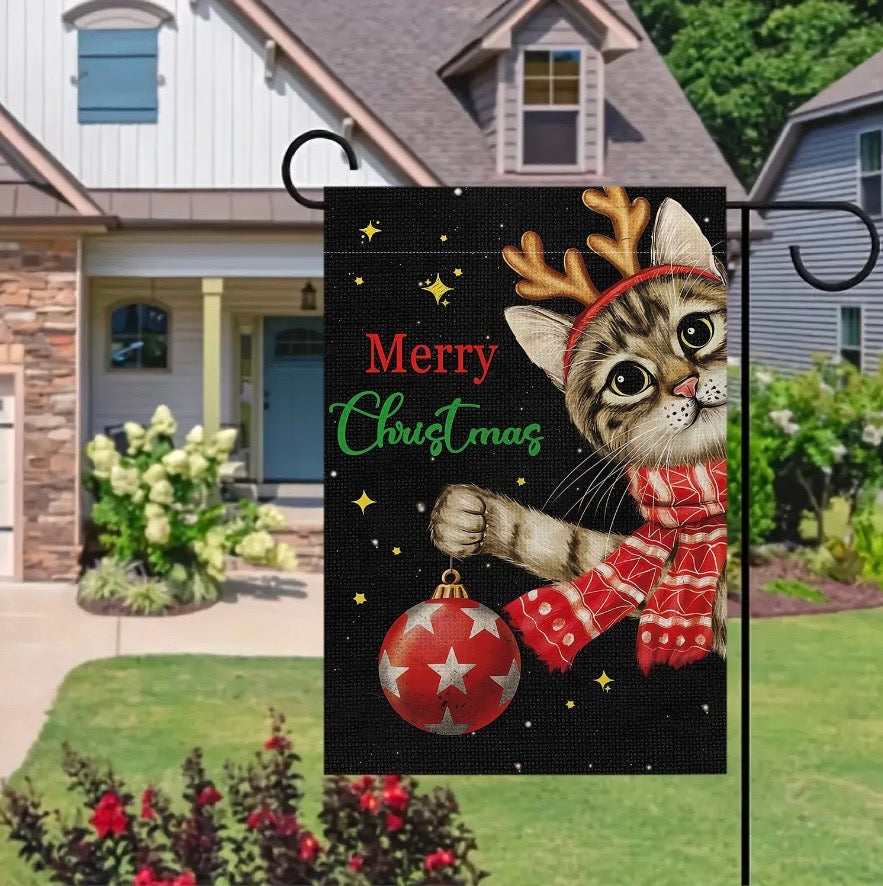 Christmas Cat Garden Flags
