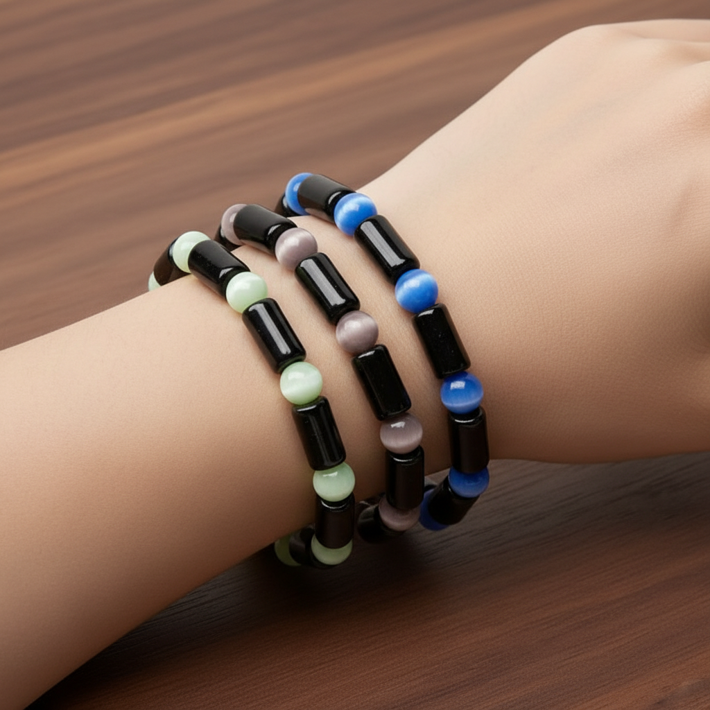 Cats Eye Glass Bead Bracelet
