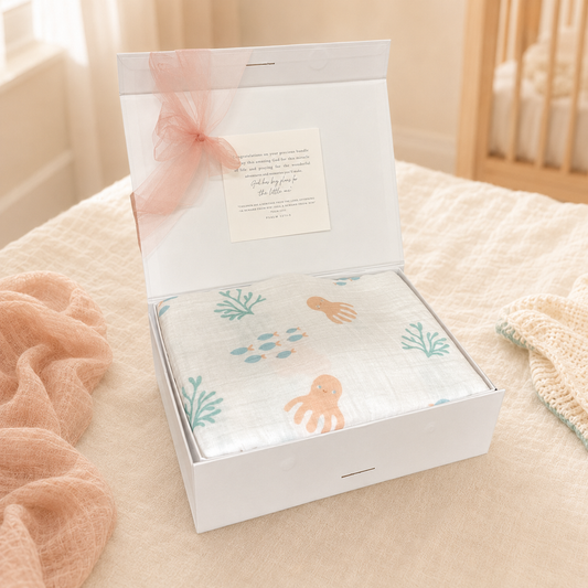Swaddle Muslin Blanket: Under the Sea, Girl Newborn Gift