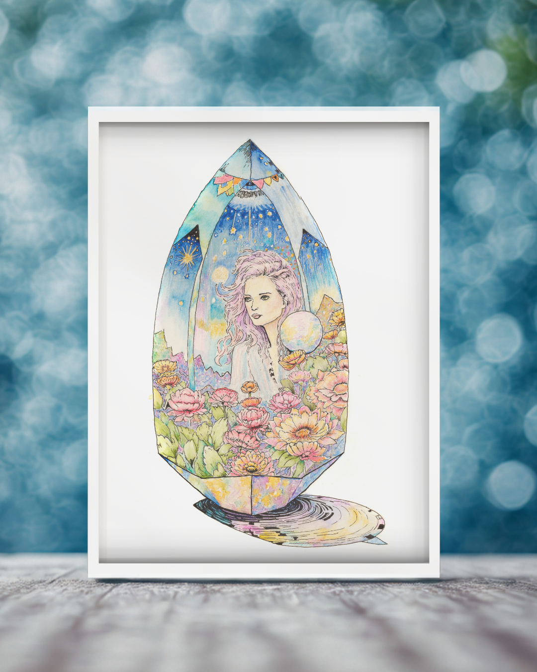 Amarea - Keeper of Quartz Dreams Art Print – Fantasy Crystal Art with Poetry