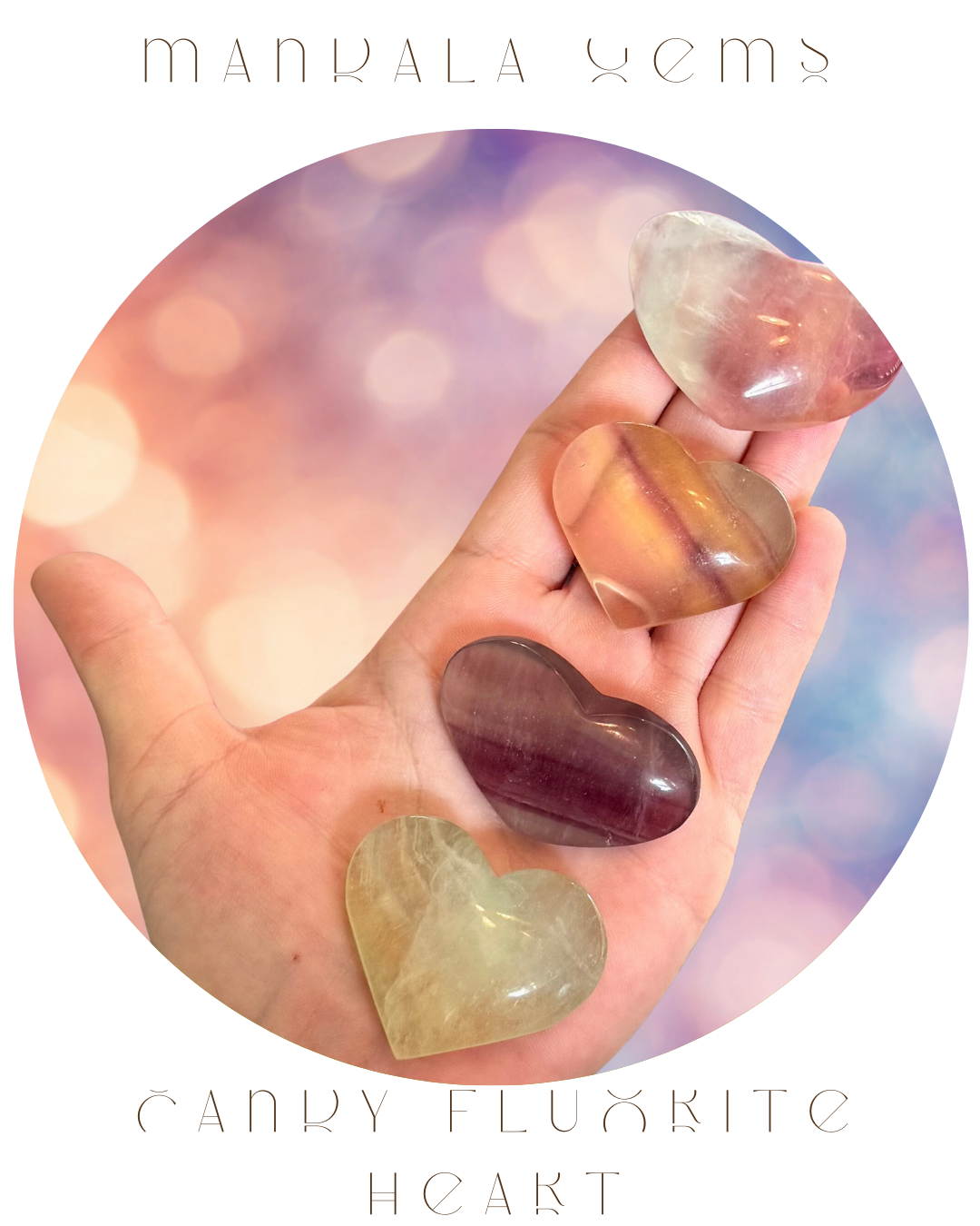 CANDY Fluorite Hearts, Ethically sourced Crystal Hearts