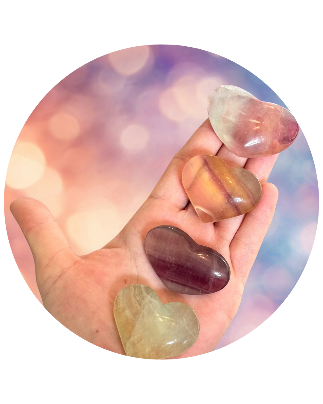 CANDY Fluorite Hearts, Ethically sourced Crystal Hearts