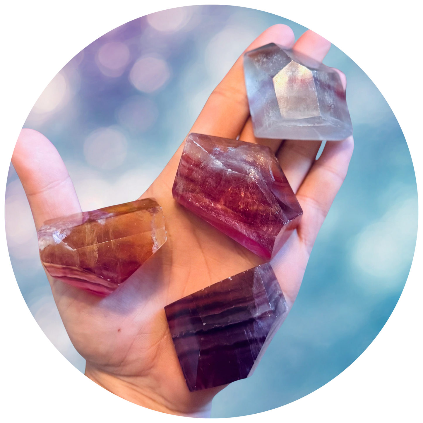 CANDY Fluorite Shapes, Polished Fluorite Freeforms, Fluorescent Crystals