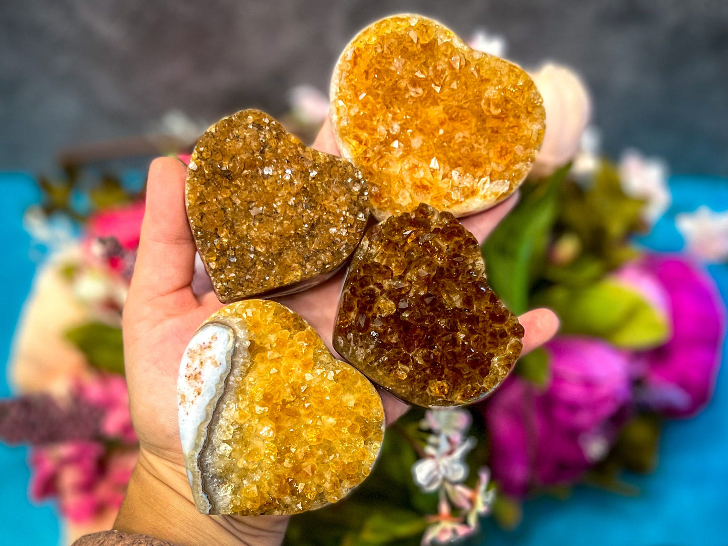 Raw Citrine Hearts, Ethically Sourced for Valentines Day Gift