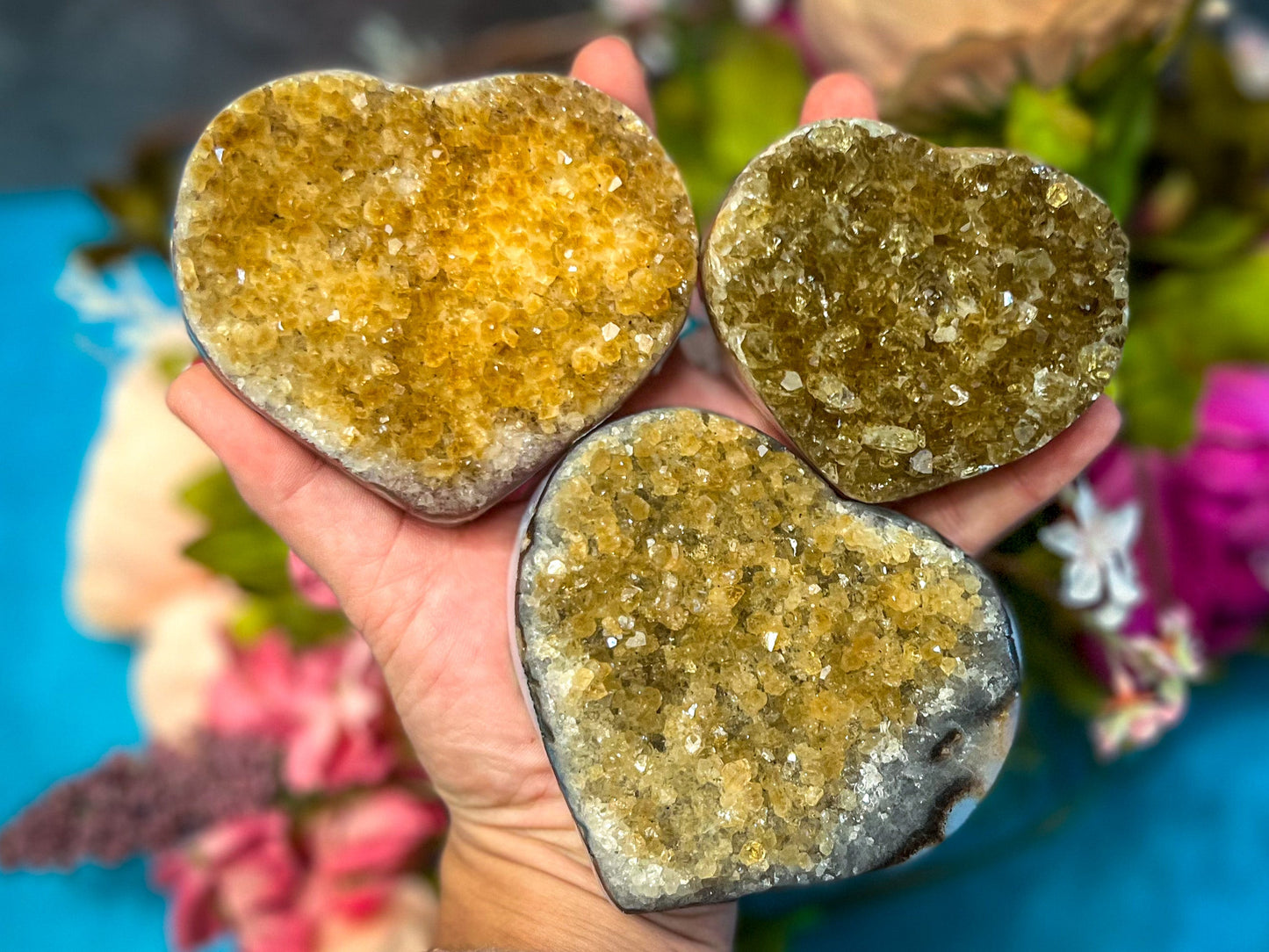 Raw Citrine Hearts, Ethically Sourced for Valentines Day Gift