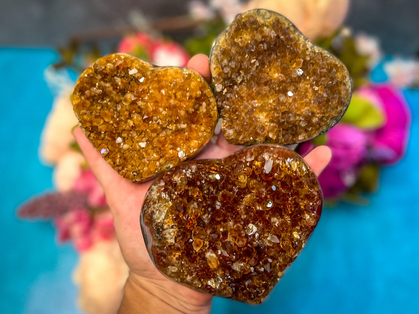 Raw Citrine Hearts, Ethically Sourced for Valentines Day Gift
