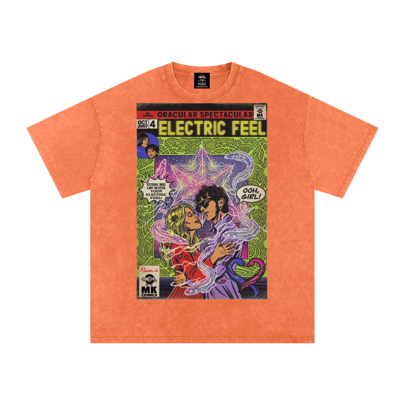 Electric Feel - Snow Washed Oversized Cotton T-Shirt