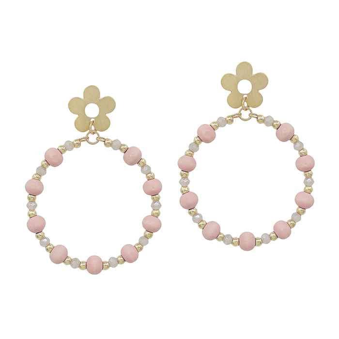 Gold Flower and Pink Wood Drop