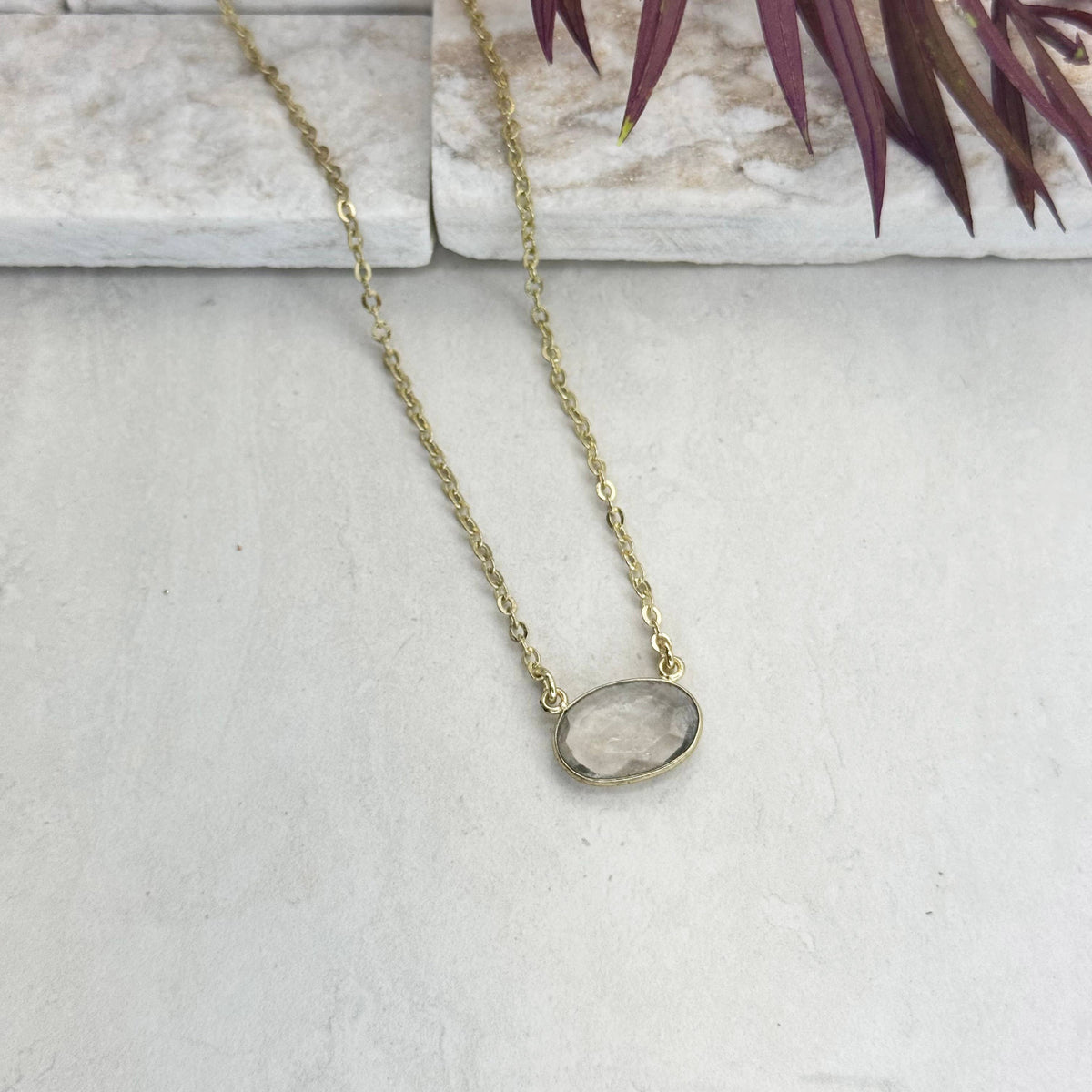 Anju Gold Plated Necklace with Semi-Precious Stone