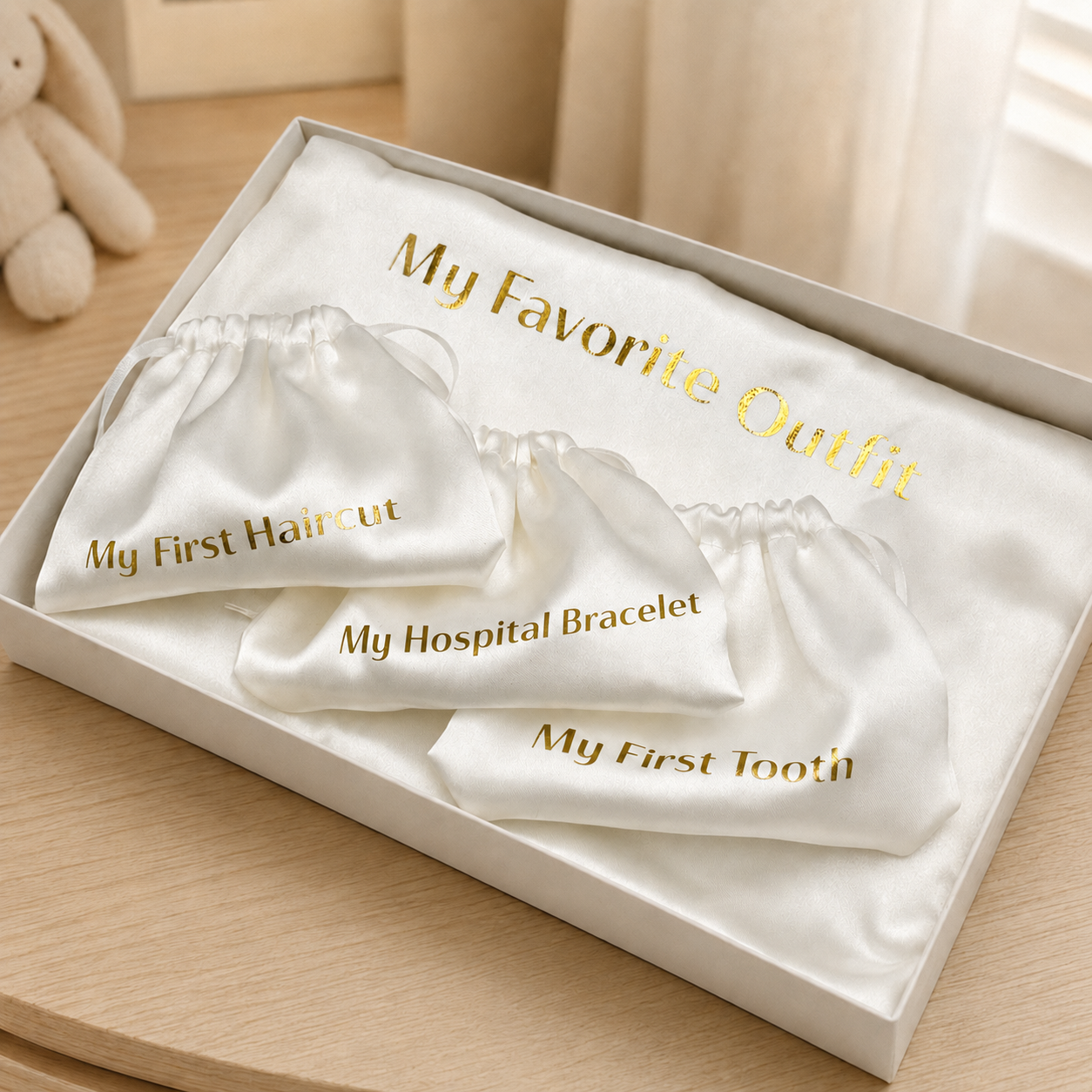 HeyPeacock Keepsake Pouches: White Satin