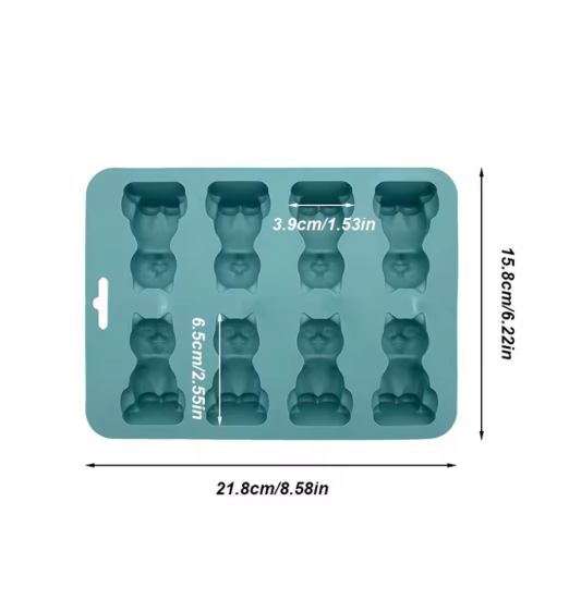 Cat Silicone Ice Cube Tray or Craft Mold | Flat Back 3D