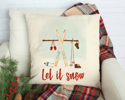Let it snow- with skis- 18x18 inch pillow cover #15