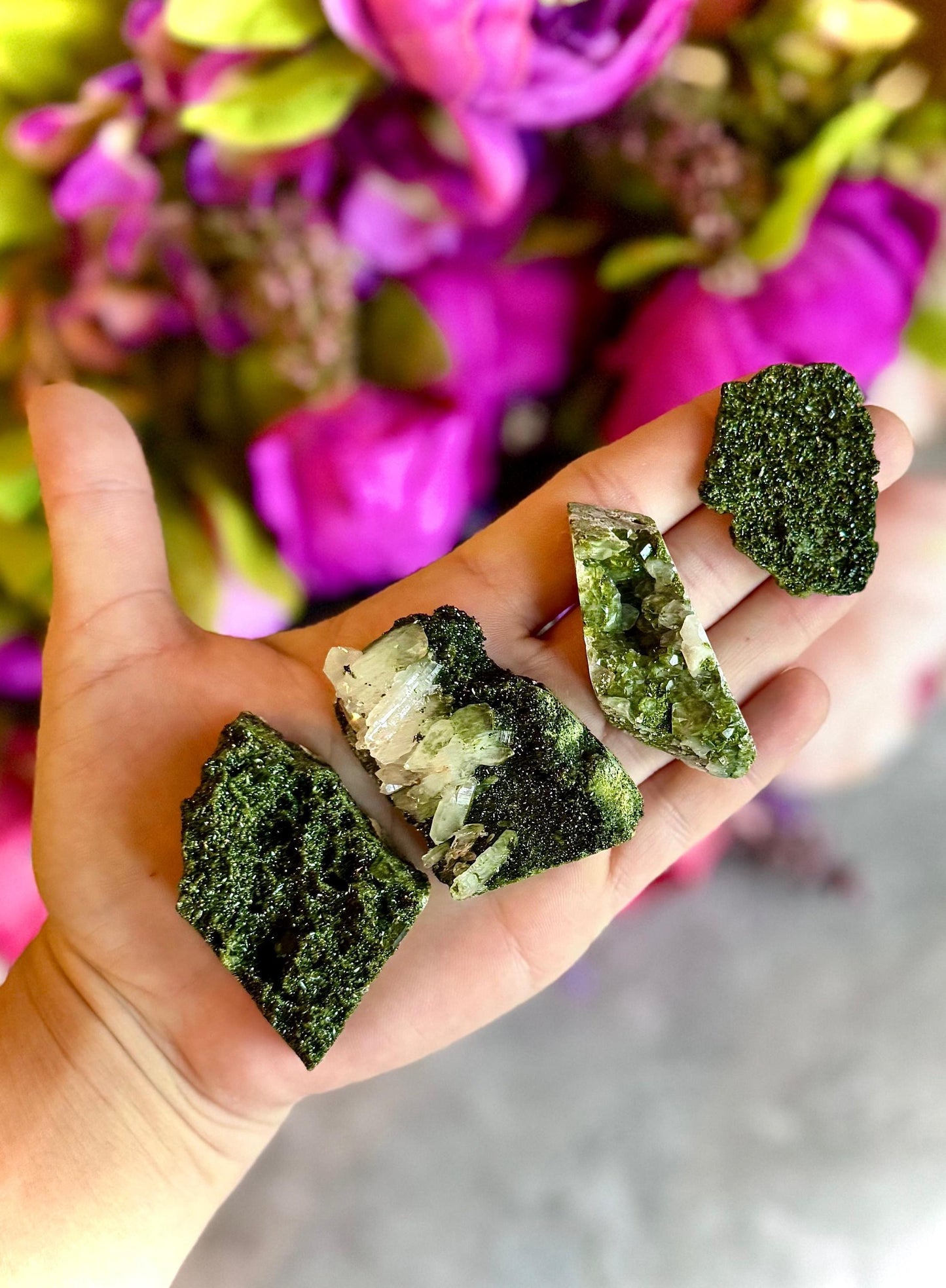 Forest Epidote Specimens from Turkey, Epidote and Quartz, Epidote Clusters