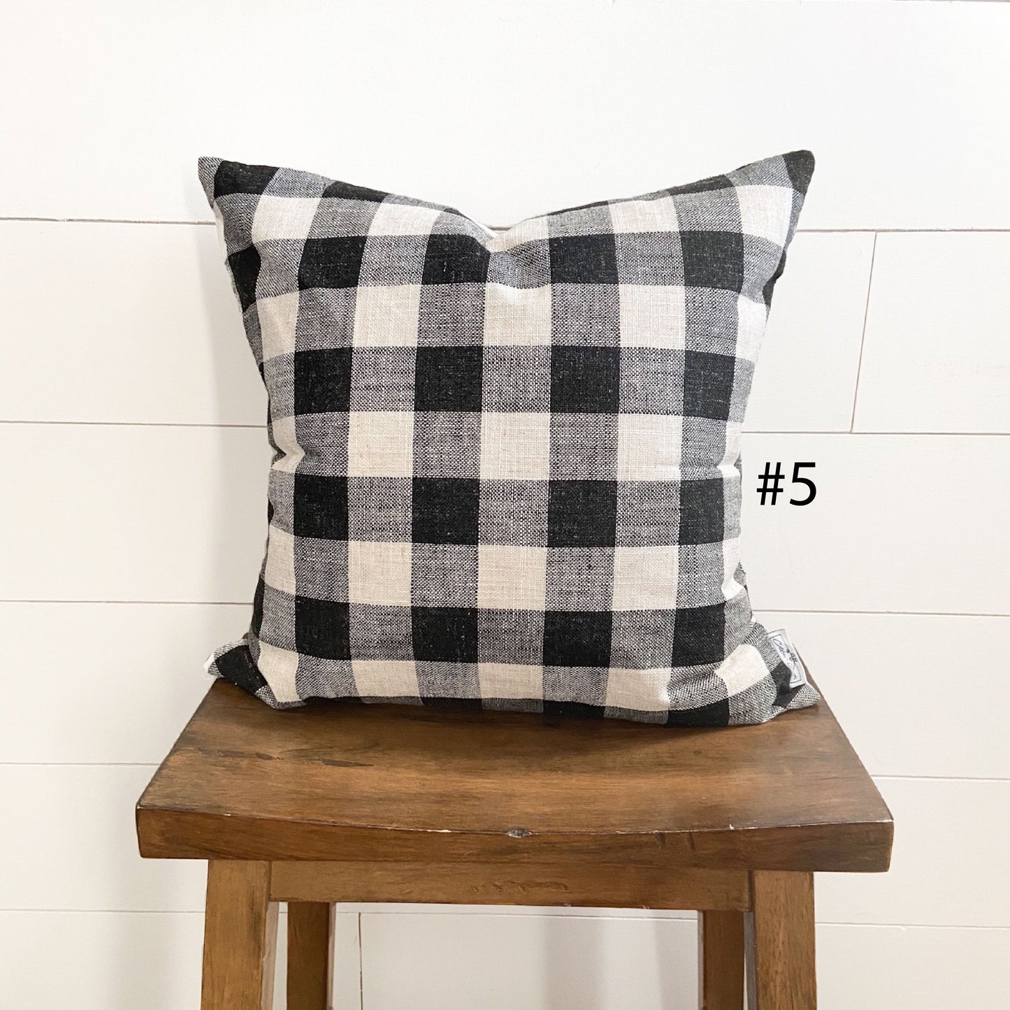 Black and White Medium Buffalo Pillow Cover 18x18 | Modern Farmhouse | Designer Pillow | High End Textured Fabric