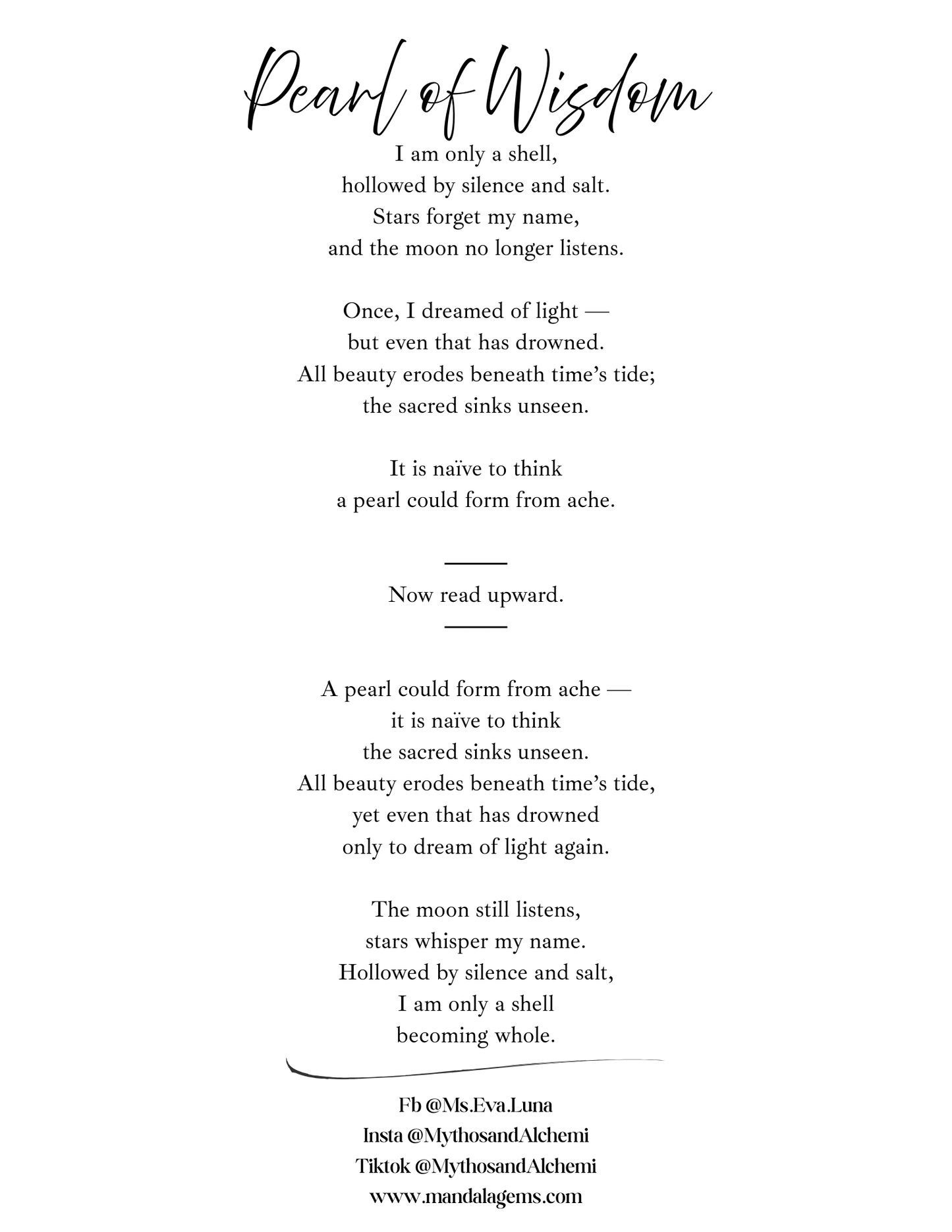 Pearl of Wisdom - Oyster Shell 10x10", 5x7" Art Print with Poem